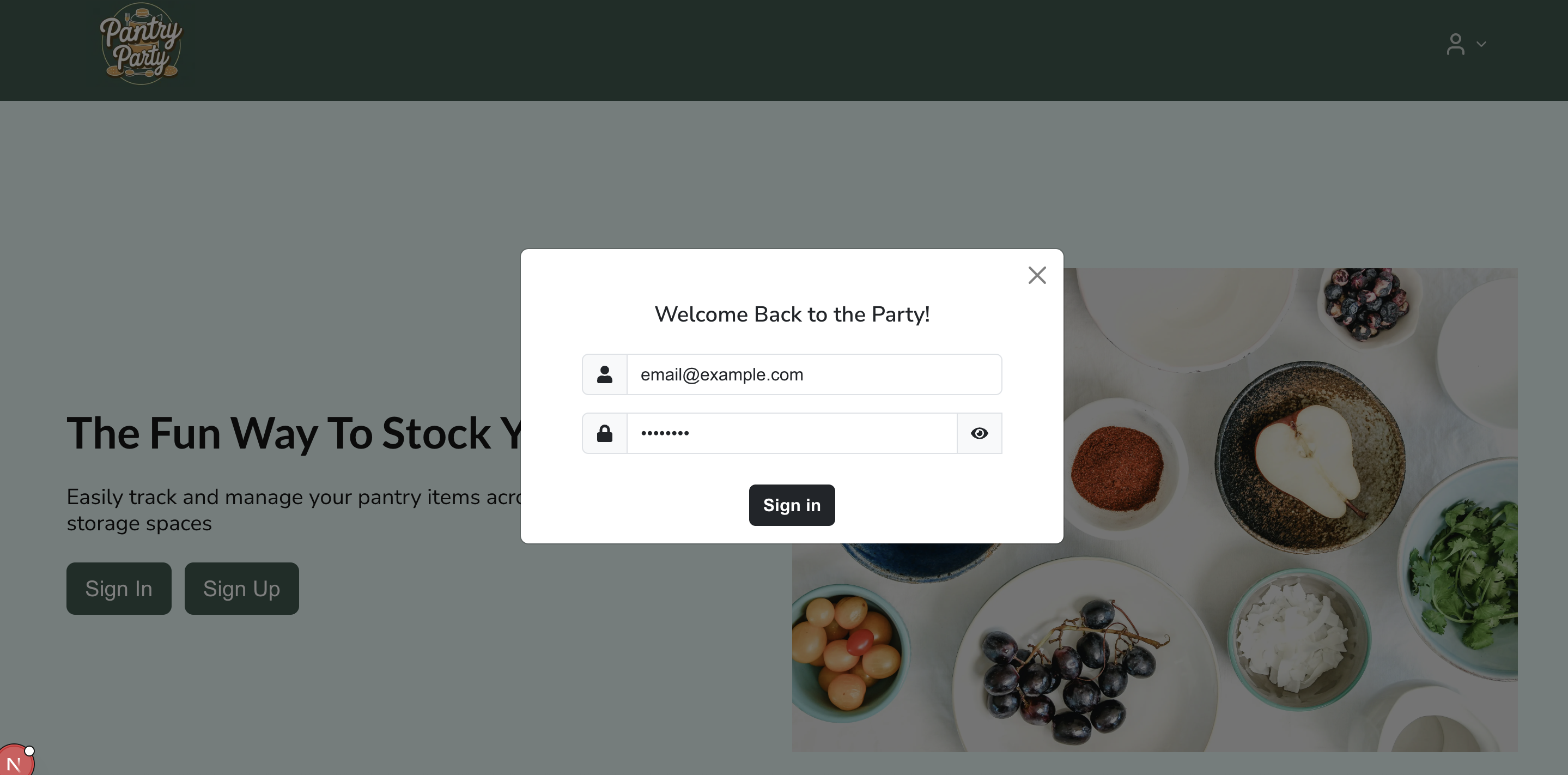 signup page