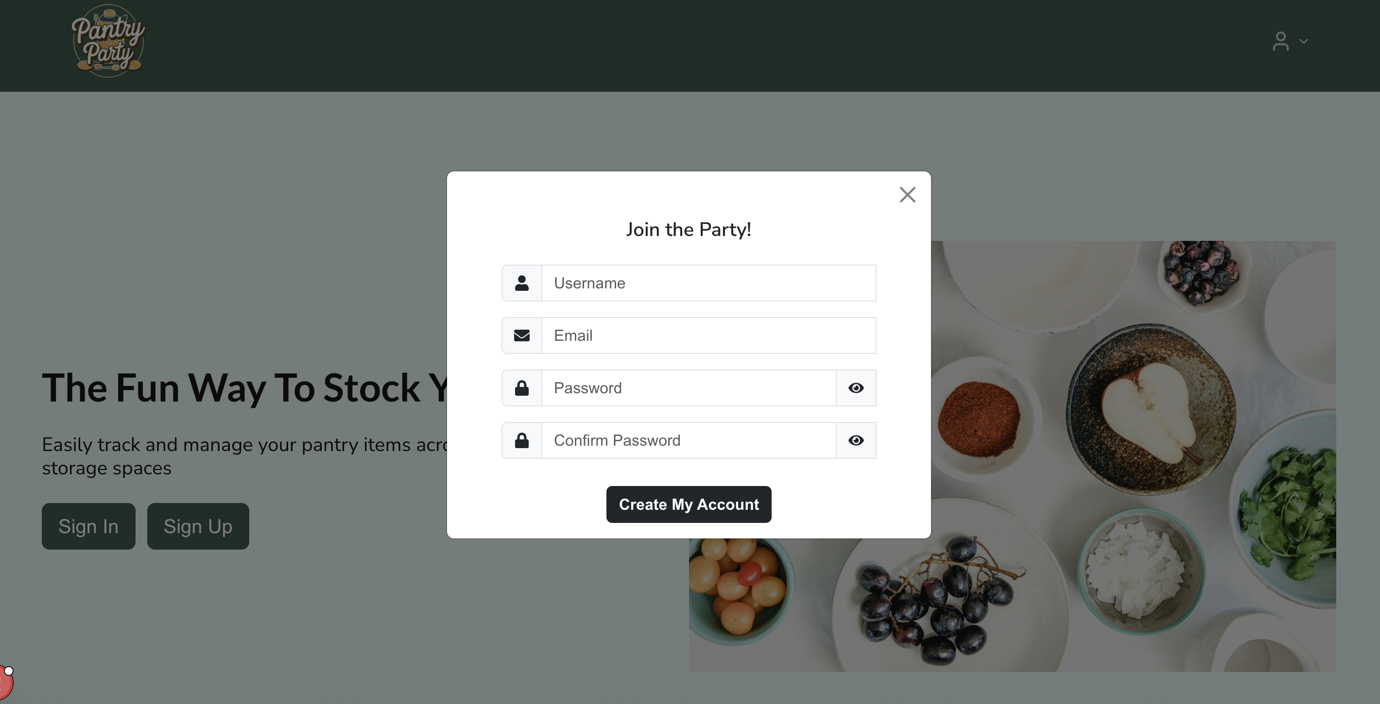 signup page