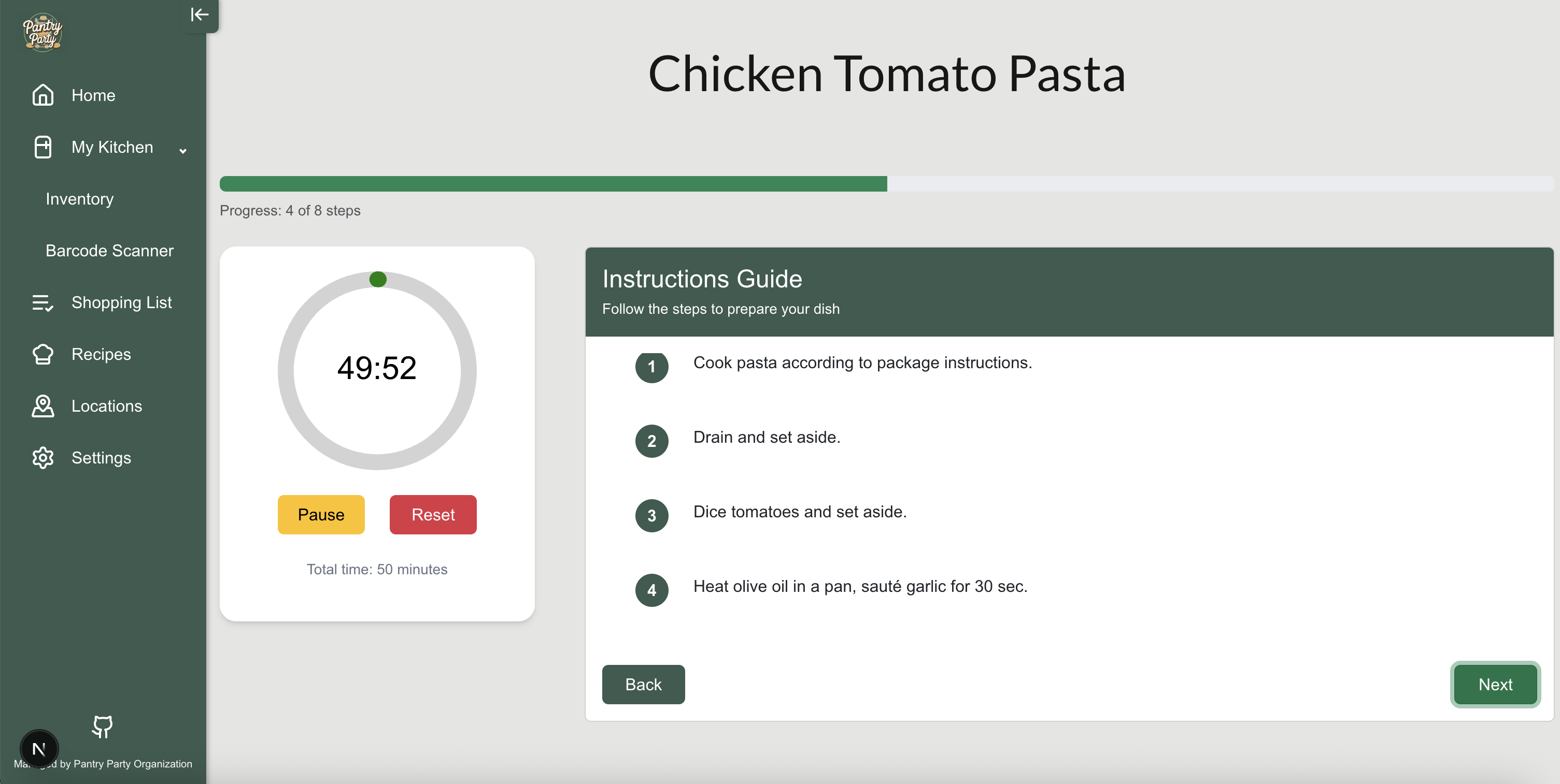 start-cooking page